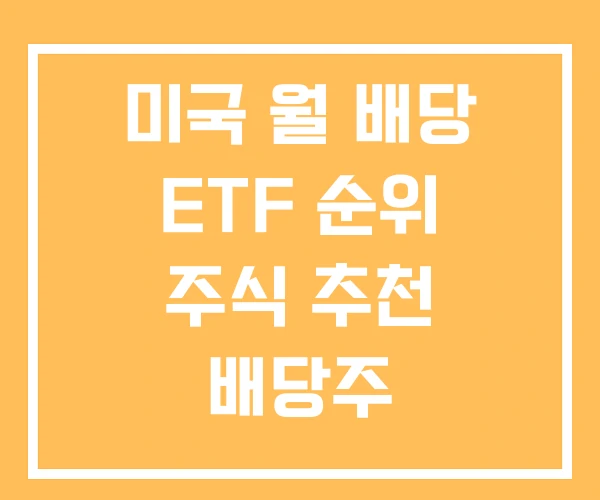 미국 월 배당 ETF 순위 주식 추천 배당주