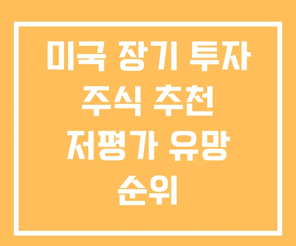 미국 장기 투자 주식 추천 저평가 유망 순위 미국 장기 투자 주식 추천 저평가 유망 순위