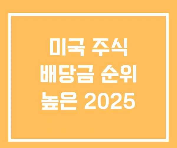 미국 주식 배당금 순위 높은 2025