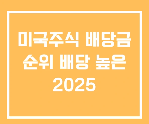 미국주식 배당금 순위 배당 높은 2025