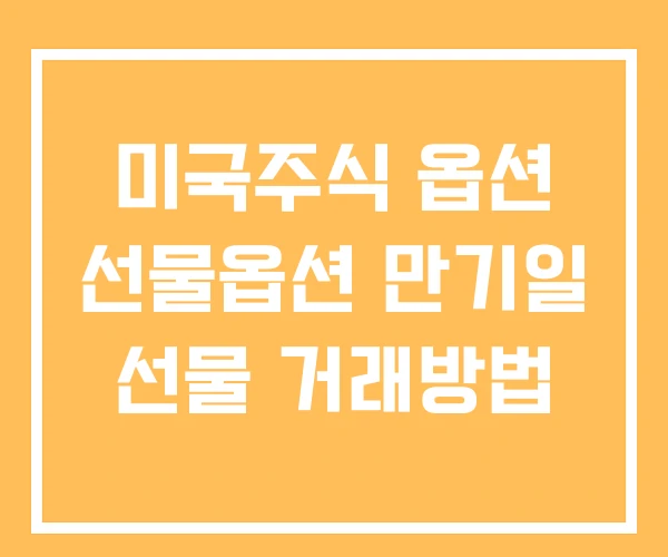 미국주식 옵션 선물옵션 만기일 선물 거래방법