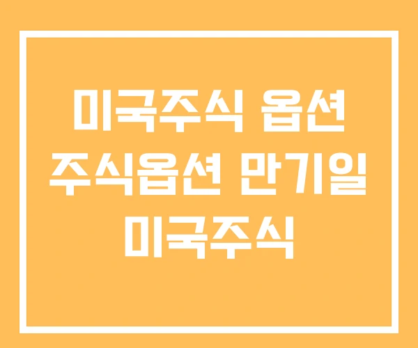 미국주식 옵션 주식옵션 만기일 미국주식