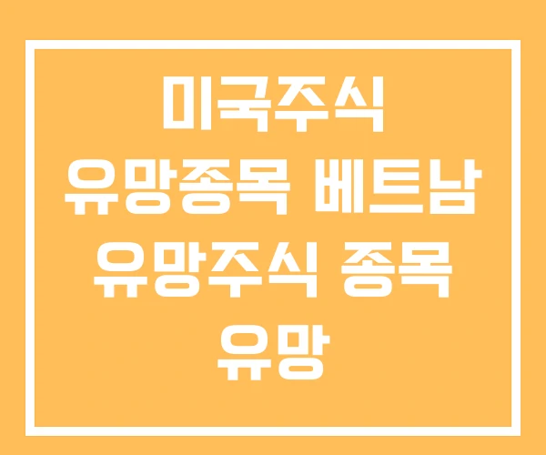 미국주식 유망종목 베트남 유망주식 종목 유망