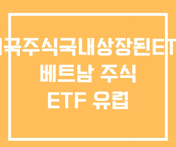 미국주식국내상장된ETF 베트남 주식 ETF 유럽