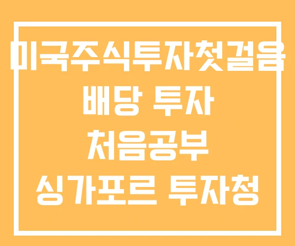 미국주식투자첫걸음 배당 투자 처음공부 싱가포르 투자청