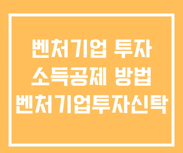 벤처기업 투자 소득공제 방법 벤처기업투자신탁 벤처기업 투자 소득공제 방법 벤처기업투자신탁