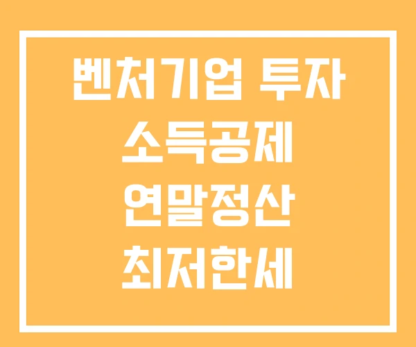 벤처기업 투자 소득공제 연말정산 최저한세