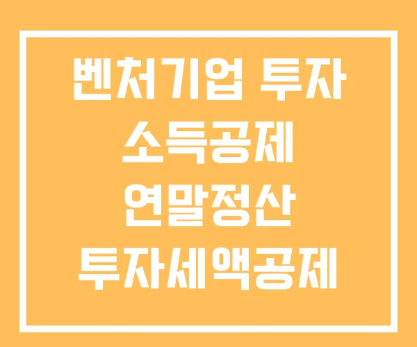 벤처기업 투자 소득공제 연말정산 투자세액공제 벤처기업 투자 소득공제 연말정산 투자세액공제