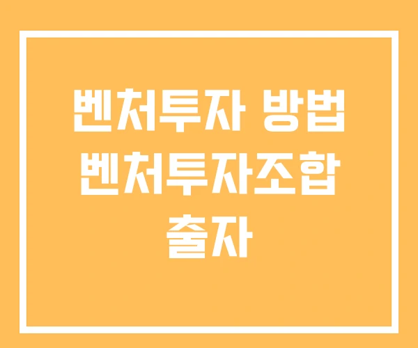 벤처투자 방법 벤처투자조합 출자 벤처투자 방법 벤처투자조합 출자
