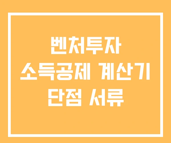 벤처투자 소득공제 계산기 단점 서류 벤처투자 소득공제 계산기 단점 서류