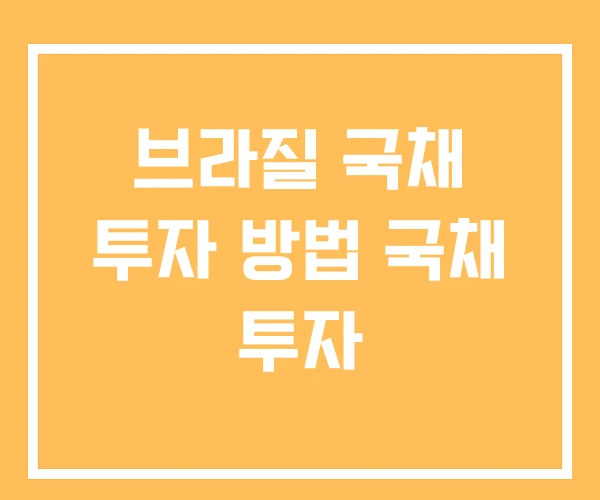브라질 국채 투자 방법 국채 투자 브라질 국채 투자 방법 국채 투자