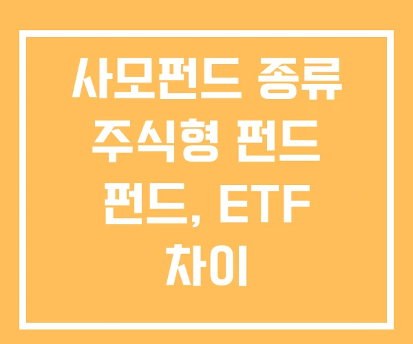 사모펀드 종류 주식형 펀드 펀드, ETF 차이