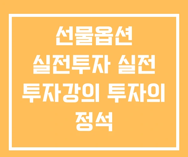 선물옵션 실전투자 실전 투자강의 투자의 정석 선물옵션 실전투자 실전 투자강의 투자의 정석