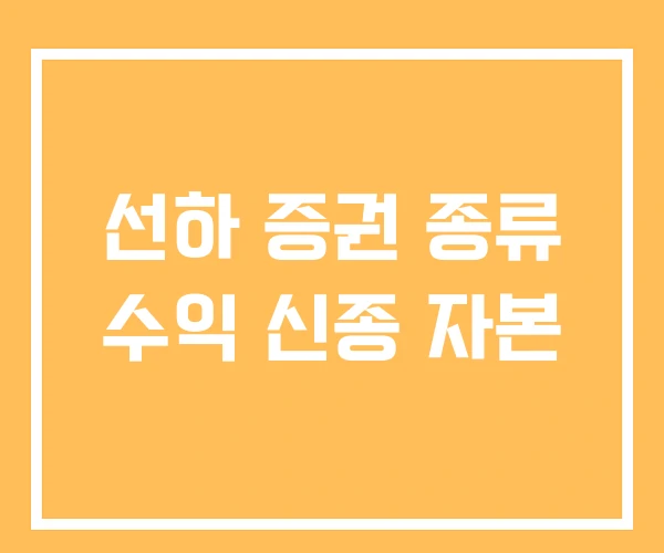 선하 증권 종류 수익 신종 자본