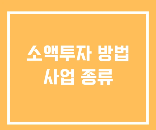 소액투자 방법 사업 종류